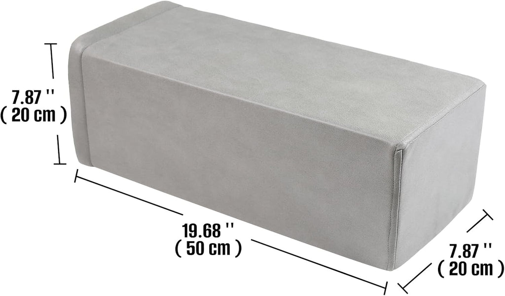 2 Pack Couch Arm Rest Pillow, 8''x8''x20'' Faux Leather Waterproof Cover, High Density Foam Armrest Cushion, Removable & Washable Elbow Support for Sofa, Bed, and Armchair (Medium Grey)