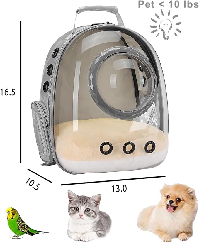 Bubble Cat Carrier Backpack, Transparent Pet Carrier Backpack for Small Puppy and Bunny, Space Capsule Bubble Cat Backpack Carrier, Airline Approved