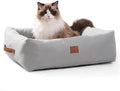 20In Dog Bed for Small Medium Sized Dogs and Cats - Washable Rectangle Puppy Bed for Indoor Outdoor, Cozy Pet Bed with Support Pillow & Non-Slip Bottom(Pale Grey, Small)