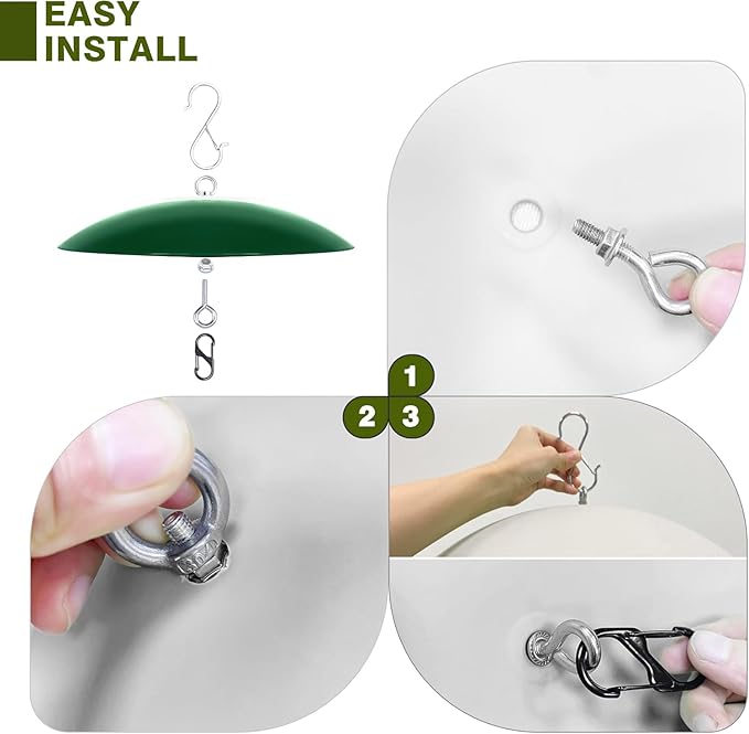 13" Bird Feeder Rain Cover,Bird House Dome,Hummingbird Feeder Guard, Proof for Shepherd's Hook Outdoors, (Green), 4Pack