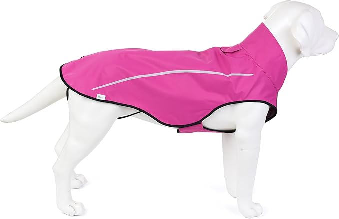 Mile High Life Dog Raincoat, Adjustable Waterproof Reflective Rain Jacket for Small Medium Large Dogs, Lightweight Breathable Pet Rain Coat with Leash Hole(Hot Pink,XXL Chest 36-42")