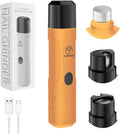 PAPIFFEED Dog Nail Grinder Upgraded with 2 LED Lights, 3-Speed Rechargeable & Quiet - Upgraded Electric Pet Nail Trimmer for Small Medium Large Dogs & Cats, Painless Paws Grooming Tool - Orange