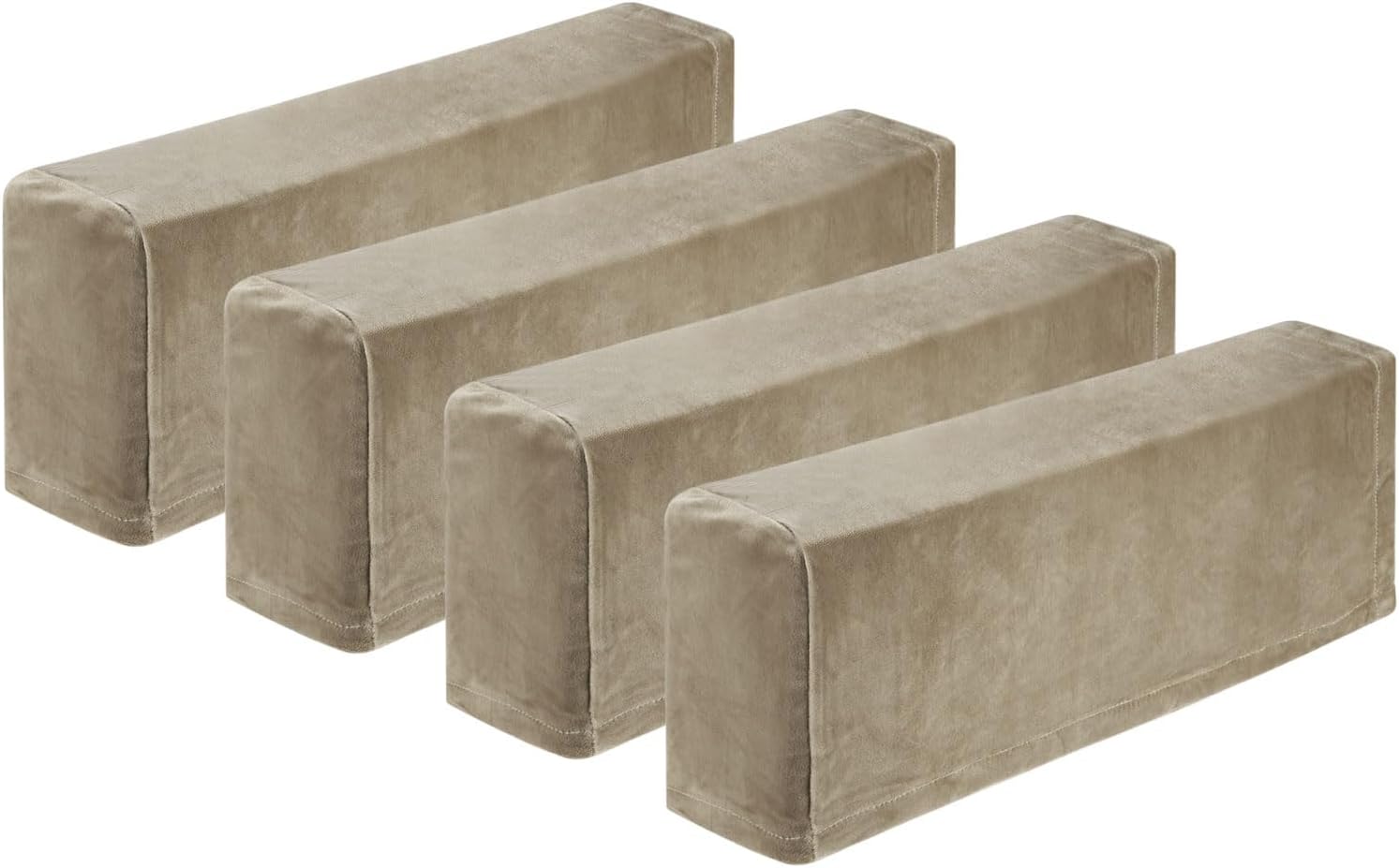 uxcell 4Pcs Stretch Armrest Covers, Polyester Soft Armchair Slipcovers Couch Recliner Arm Cover for Chair Sofa Protector, Khaki