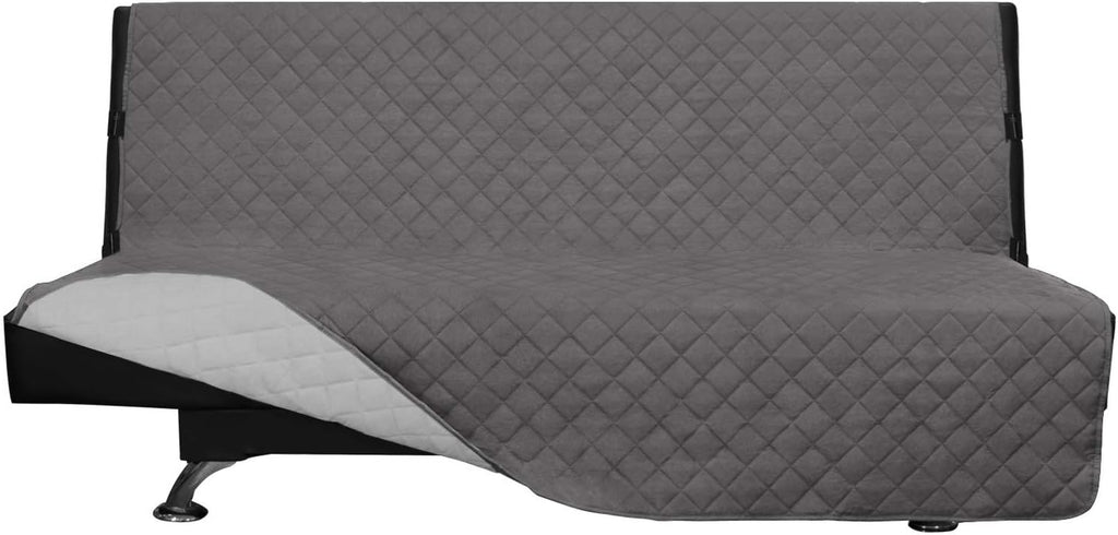 Easy-Going Futon Sofa Slipcover Reversible Armless, Furniture Protector Couch Cover Water Resistant Pets Kids Children Dog Cat (Gray/Light Gray)