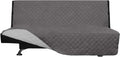 Easy-Going Futon Sofa Slipcover Reversible Armless, Furniture Protector Couch Cover Water Resistant Pets Kids Children Dog Cat (Gray/Light Gray)