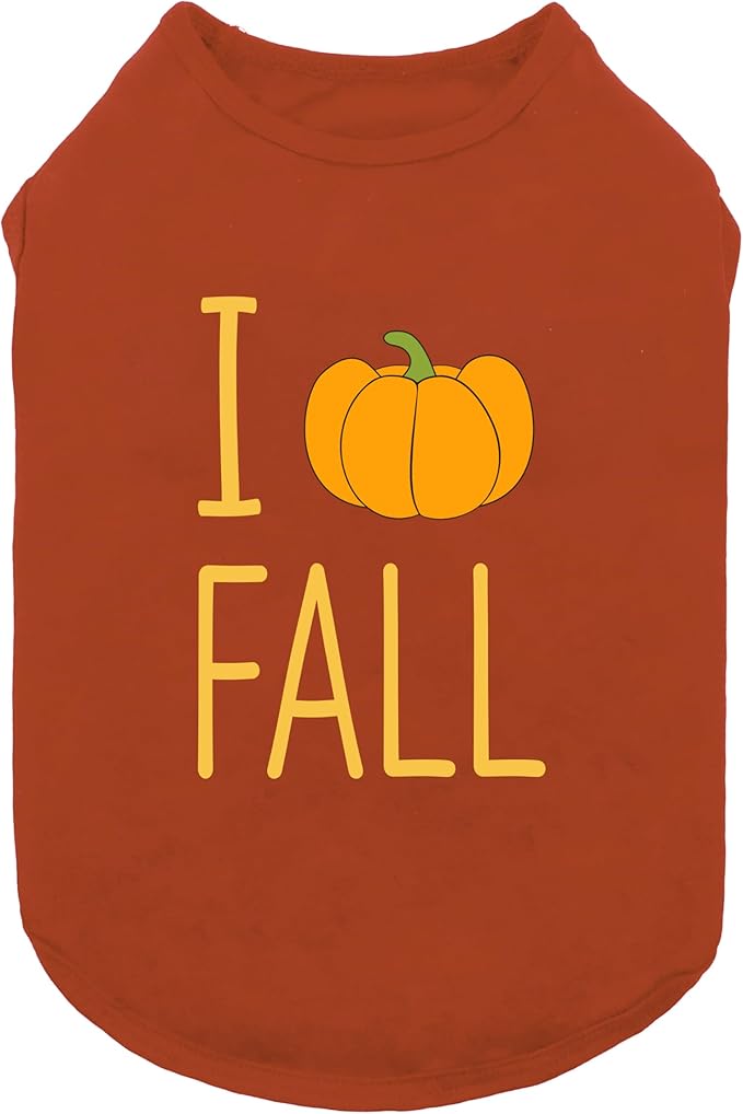 Fitwarm I Love Fall Dog Shirt, Thanksgiving Outfit for Small Dogs Boy Girl, Pet Clothes, Brown, Orange, Yellow, XXL