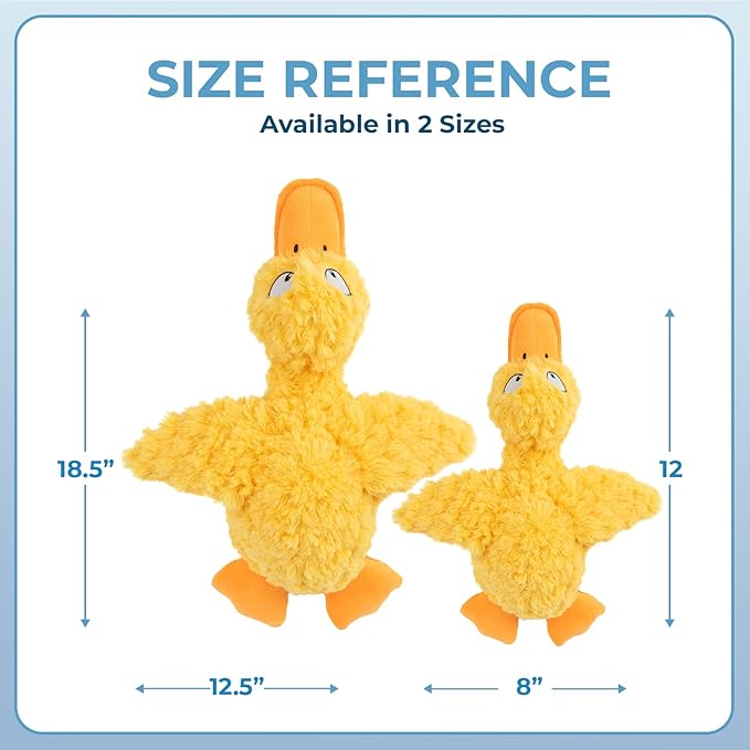 Best Pet Supplies Ducky Doodle Squeaky Crinkle Plush Toy for Small and Medium Breed Puppies or Dogs – Ducky Doodle (Gold), Large