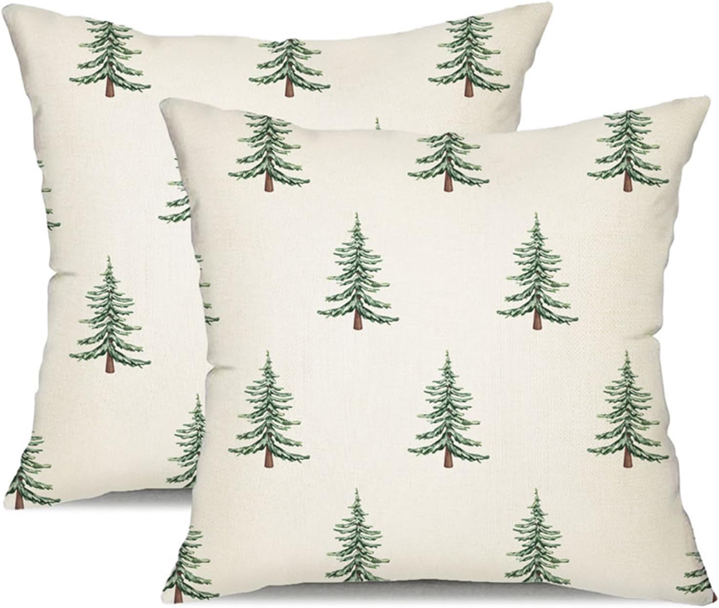DFXSZ Christmas Pillow Covers 16x16 inch Set of 2 Christmas Tree Decorative White Throw Pillow Covers Winter Famliy Decoration for Home Couch TH-30B16