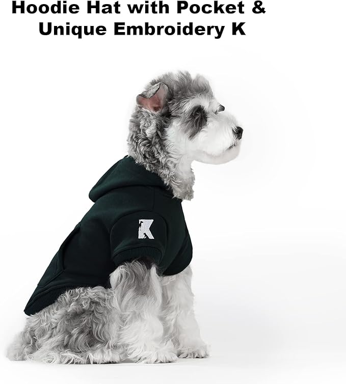 Koneseve Dog Hoodie Fleece Puppy Clothes Warm Sweater with Hat for Small Medium Dogs Cat Hooded Shirt Kitten Pet Basic Sweatshirt with Pocket Doggie Soft Winter Coat Apparel (Green; 3XL)