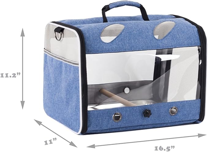 Bird Carrier, Bird Travel Carrier for Parrot with Wooden Perch and Tray, Bird Carrying Carrier(Blue, Bird Carrier)