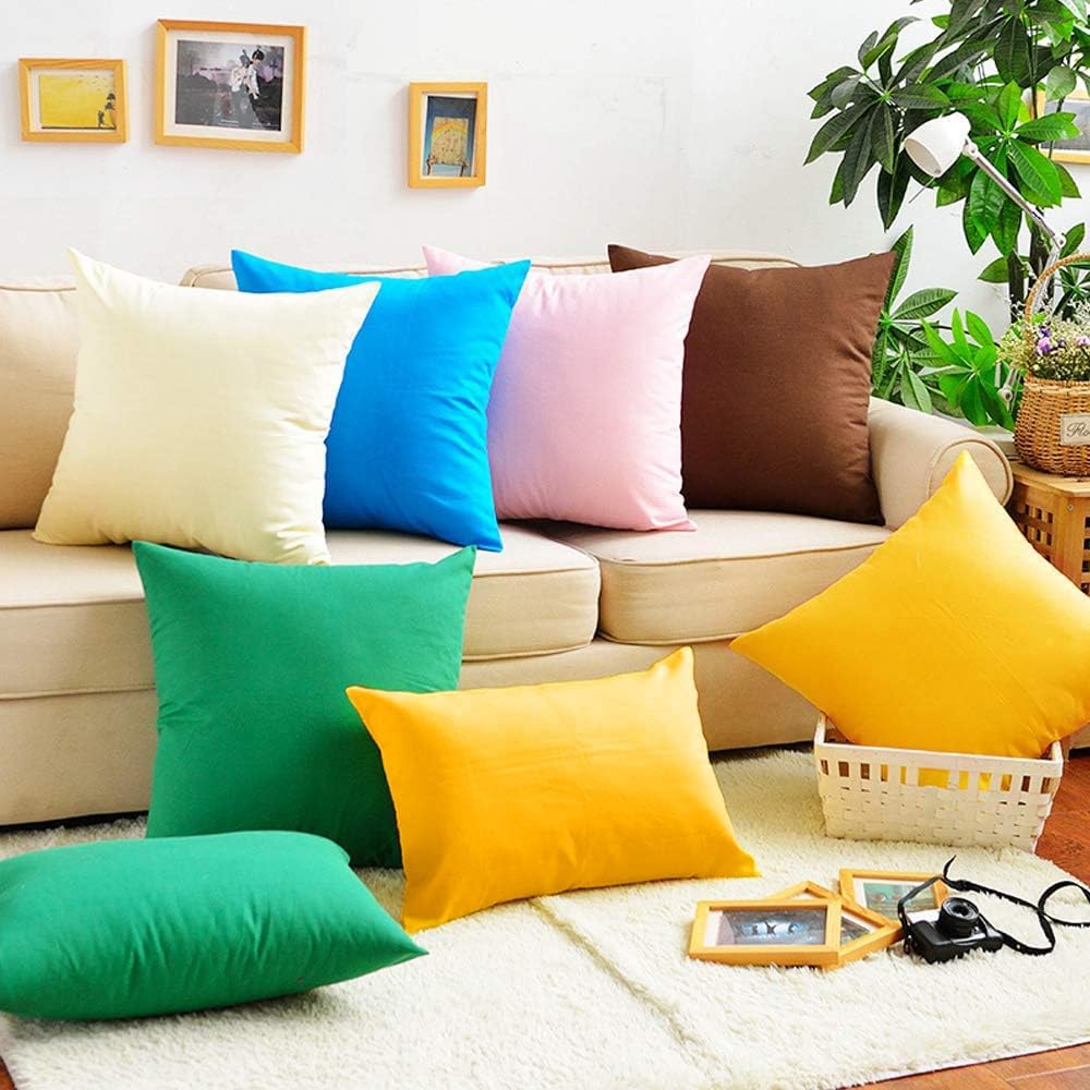 4-Pack 100% Cotton Lumbar Comfortable Solid Decorative Throw Pillow Case,Thmyo Rectangle Cushion Cover Pillowcase Sublimation Blank Pillow Covers DIY Throw Pillowcase(12x20inch/30x50cm, Yellow)