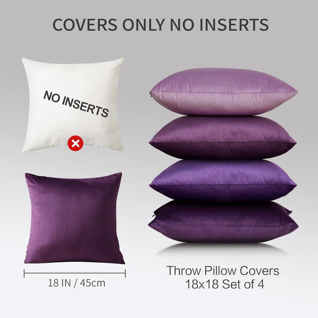 Throw Pillow Covers (Purple Series, 18x18 inches)