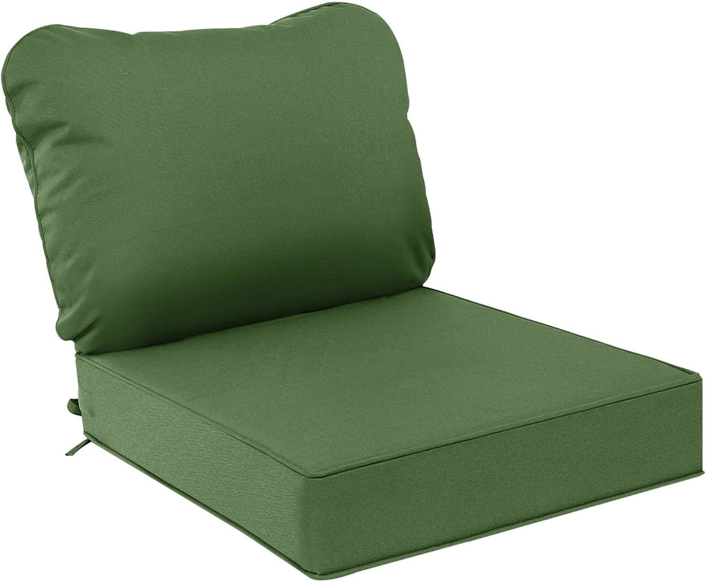 AAAAAcessories Outdoor Deep Seat Cushions, Waterproof, Fade-Resistant Patio Furniture Replacement Cushions, 25.5" x 25.5" x 5" + 25.5" x 19", Dark Moss Green