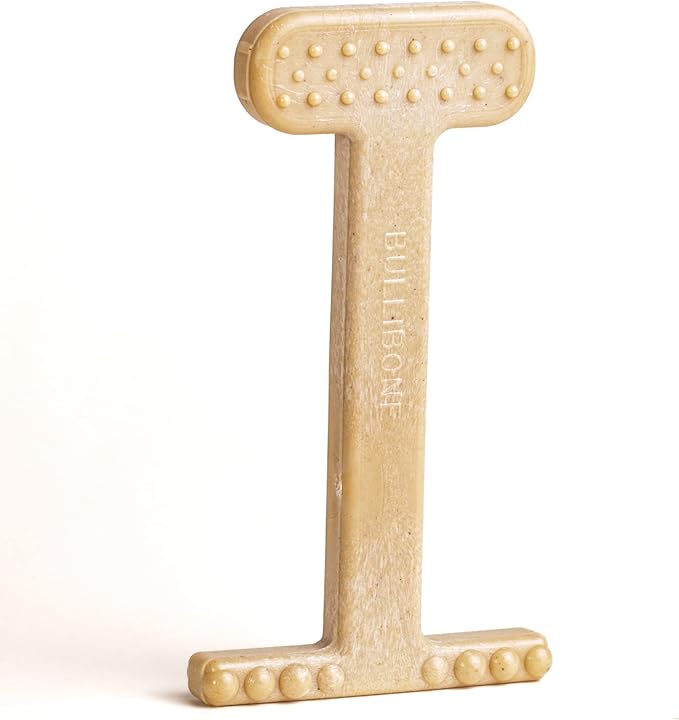 Bullibone Nylon Dog Chew Toy Nylon Bone - Improves Dental Hygiene, Easy to Grip Bottom, and Permeated with Flavor (Peanut Butter, XL - Single)