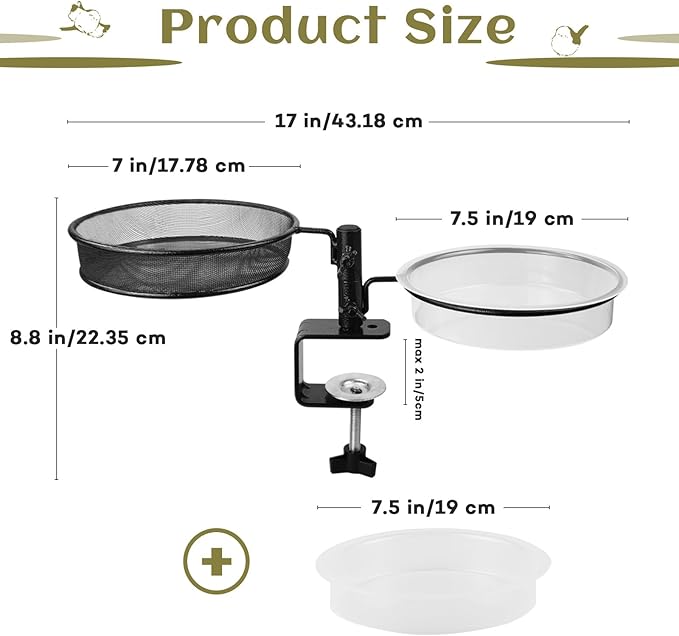 Deck Bird Feeders Platform Bird Feeder Deck Mount Bird Bath Spa for Dual Use Deck Flower Stand Flower Pot Great for Attracting Birds Detachable and Adjustable Heavy Duty Sturdy Steel,Bronze