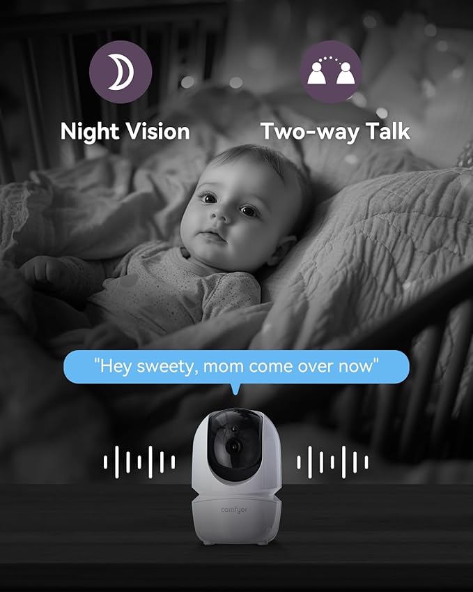 7" Split-Screen Baby Monitor with 2 1080P Cameras, 720P HD No WiFi Monitor with a Flexible Bracket, 120 Hrs 6000mAh Battery Runs 5 Days in VOX Mode, 2 Way Audio, Remote PTZ, Auto Night Vision