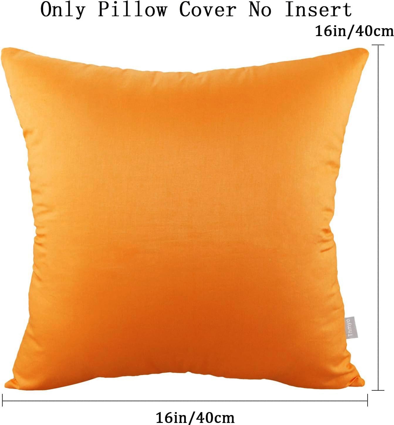 Thmyo 4-Pack 100% Cotton Comfortable Solid Decorative Throw Pillow Case Square Cushion Cover Pillowcase Sublimation Blank Halloween DIY Throw Pillow Covers for Sofa Bed(16x16 inch/40x40cm,Fall Orange)