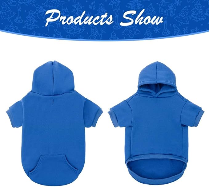 KOOLTAIL Basic Dog Hoodie - Soft and Warm Dog Hoodie Sweater with Leash Hole and Pocket, Dog Winter Coat, Cold Weather Clothes Sweatshirt for Small Medium Large Dogs Puppy Cat Boys Girls Blue XL/XXL