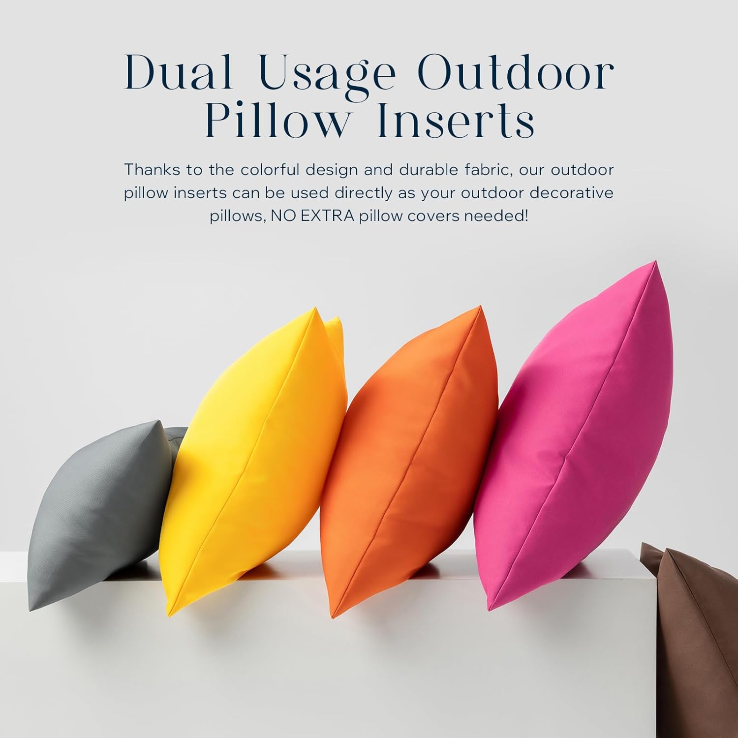Phantoscope Pack of 4 Premium Dual Usage Outdoor Pillow Inserts, Waterproof Throw Pillows No Cover Needed, Colorful Decorative Couch Sham Cushion Stuffer Patio Couch Tent, Gray 18 x 18 Inches