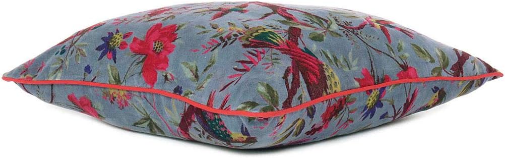 Eyes of India Boho Velvet Bird Print Throw Pillow Cover, Colorful Decorative Floral Cushion Case for Sofa Couch, Bohemian Chic Accent for Bedroom Living Room, 24x24 inch (60x60 cm), Grey Gray