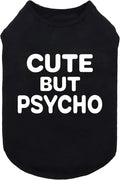 Fitwarm Cute But Psycho Dog Shirt, Summer Clothes for Small Dogs Boy Girl, Funny Pet Outfit, Black, White, XXL