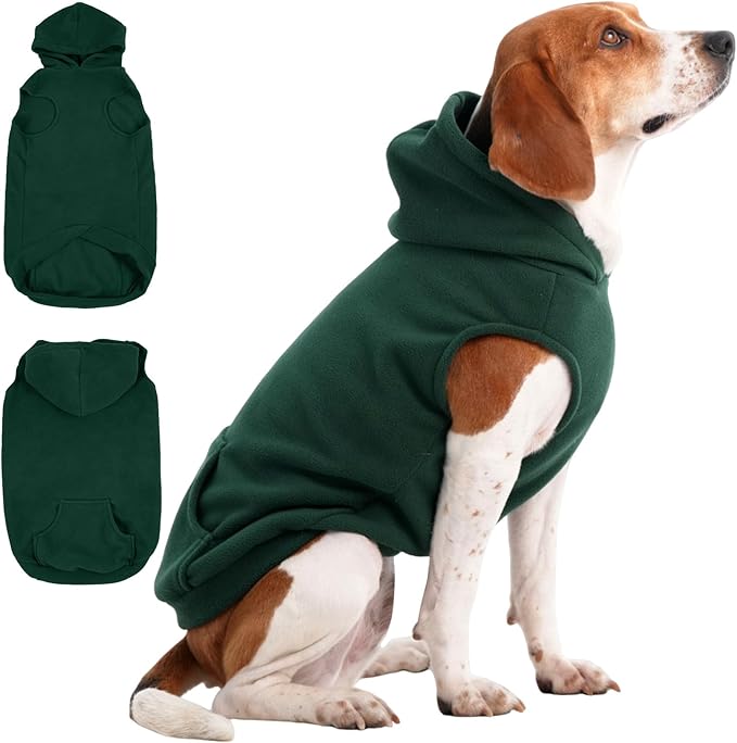 IECOii Dog Hoodie,Polar Fleece Dog Sweatshirt Fall Dogs Sweater with Hood,Warm Sweaters for Medium Dogs Boy Girl,Sleeveless Pet Hoodie Medium Size Winter Clothes for Pug,Jack Russell,Green,M