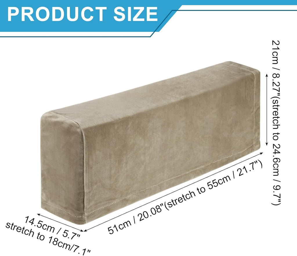 uxcell 4Pcs Stretch Armrest Covers, Polyester Soft Armchair Slipcovers Couch Recliner Arm Cover for Chair Sofa Protector, Khaki