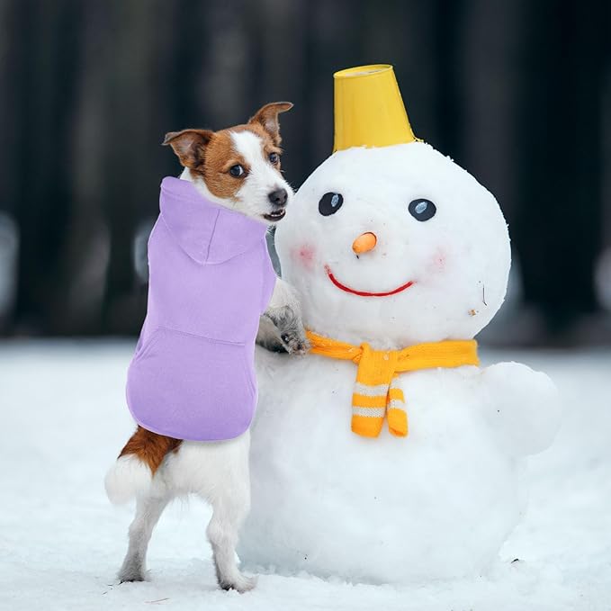 Dog Sweaters,Dog Hoodie,Cozy Fleece Interior Sweatshirt with Hood & Pocket,Leash Hole,Pet Clothes Sweater for Small,Medium,and Large Dogs,Light Purple&L