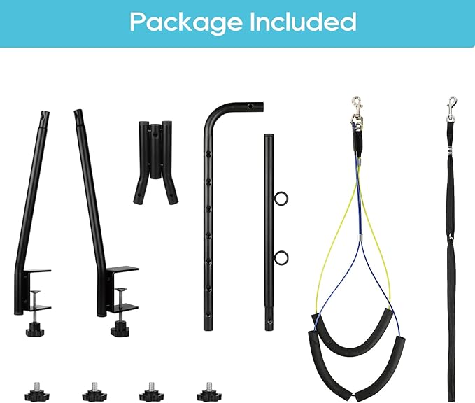 Dog Grooming Table Arm, 35" Height Adjustable Pet Grooming Arm with Double Clamp for Small and Medium Dogs,Grooming Loop Noose and No Sit Haunch Holder