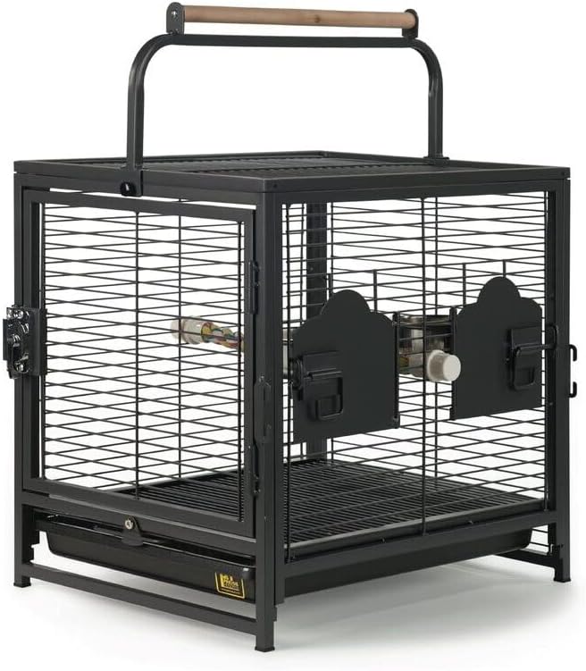 Artisanal Artistry Bird Cage with Handcrafted Design, Intricate Details, Spacious Interior for a Stylish and Comfortable Home Black/Small