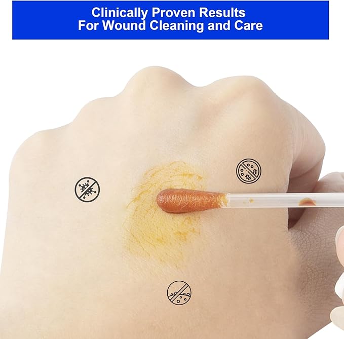 Svaha 50 Sticks Iodophor Swabs with Povidone Iodine - Solution Outdoor First Aid Swabsticks for Skin Cleansing and Preparation
