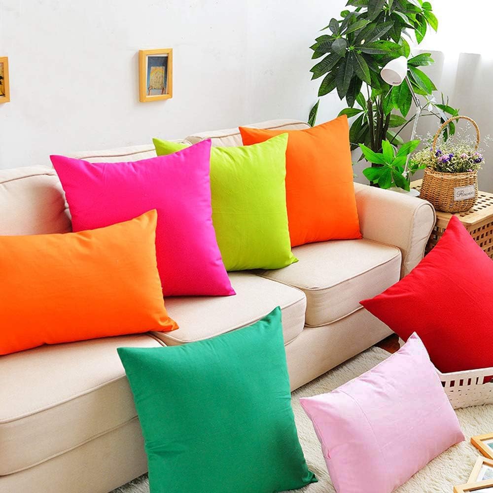 4-Pack 100% Cotton Lumbar Comfortable Solid Decorative Throw Pillow Case,Thmyo Rectangle Cushion Cover Pillowcase Sublimation Blank Pillow Covers DIY Throw Pillowcase(12x20inch/30x50cm, Pink)