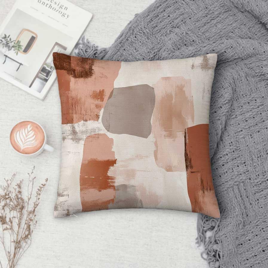 Throw Pillow Covers 18x18 Set of 2, Soft Colors Cushion Covers, Decorative Square Pillowcases for Couch, Bedroom, Living Room