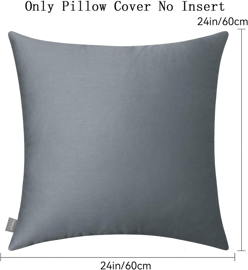 Thmyo 4-Pack 100% Cotton Comfortable Solid Decorative Throw Pillow Case, Square Cushion Cover Pillowcase Sublimation Blank Pillow Covers DIY Throw Pillowcase for Sofa(24x24 inch/ 60x60cm, Dark Grey)