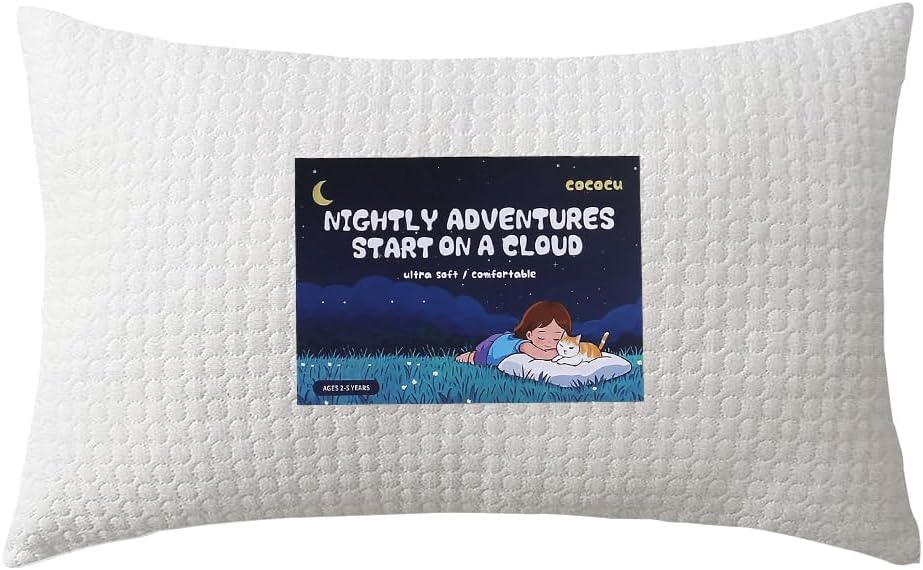 Toddler Pillow for 2-5 Year Olds,Organic Cotton Toddler Crib Pillow with Washable Cover,13x18 Inch White Pillow for Toddler Bed