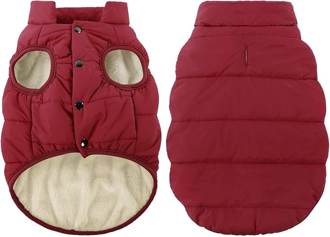 ASENKU Dog Winter Coat - Waterproof Windproof Dog Jacket, Warm Snowproof Doggie Puffer Vest for Cold Weather, Lightweight Snow Coats for Small Medium Large Dogs (XL, Red)