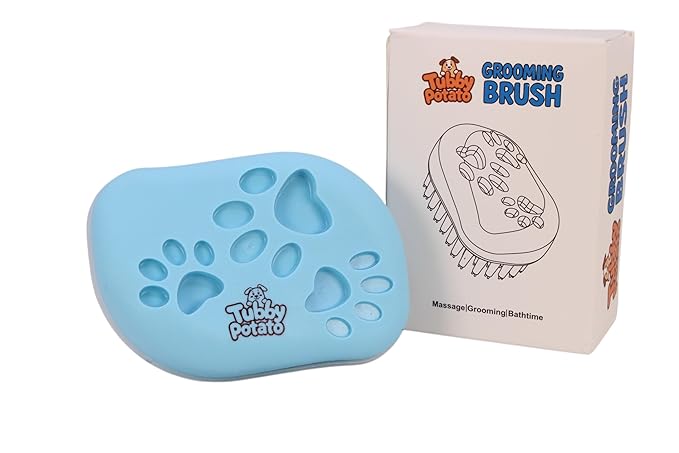 Dog/Cat Curry Brush for Grooming - Tubby Potato™ - Removable Screen, Grooming Massage Bath Brush, Soft Shampoo Scrubber, Washing Scrub Comb with Silicone Bristles for Short & Long Hair Pets