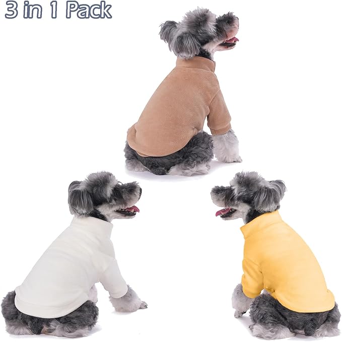 Dog Sweater, 3 Pack Dog Sweaters for Small Dogs Girl Boy, Ultra Soft Warm Puppy Clothes Dog Coat for Winter (Camel+Beige+Yellow, X-Large)