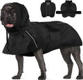 Dog Raincoat, Waterproof Dog Rain Jacket with Convertible Hood/Collar, Adjustable Belly-Protect Rain Coat for Meidum Dogs Poncho Reflective (Black, M)