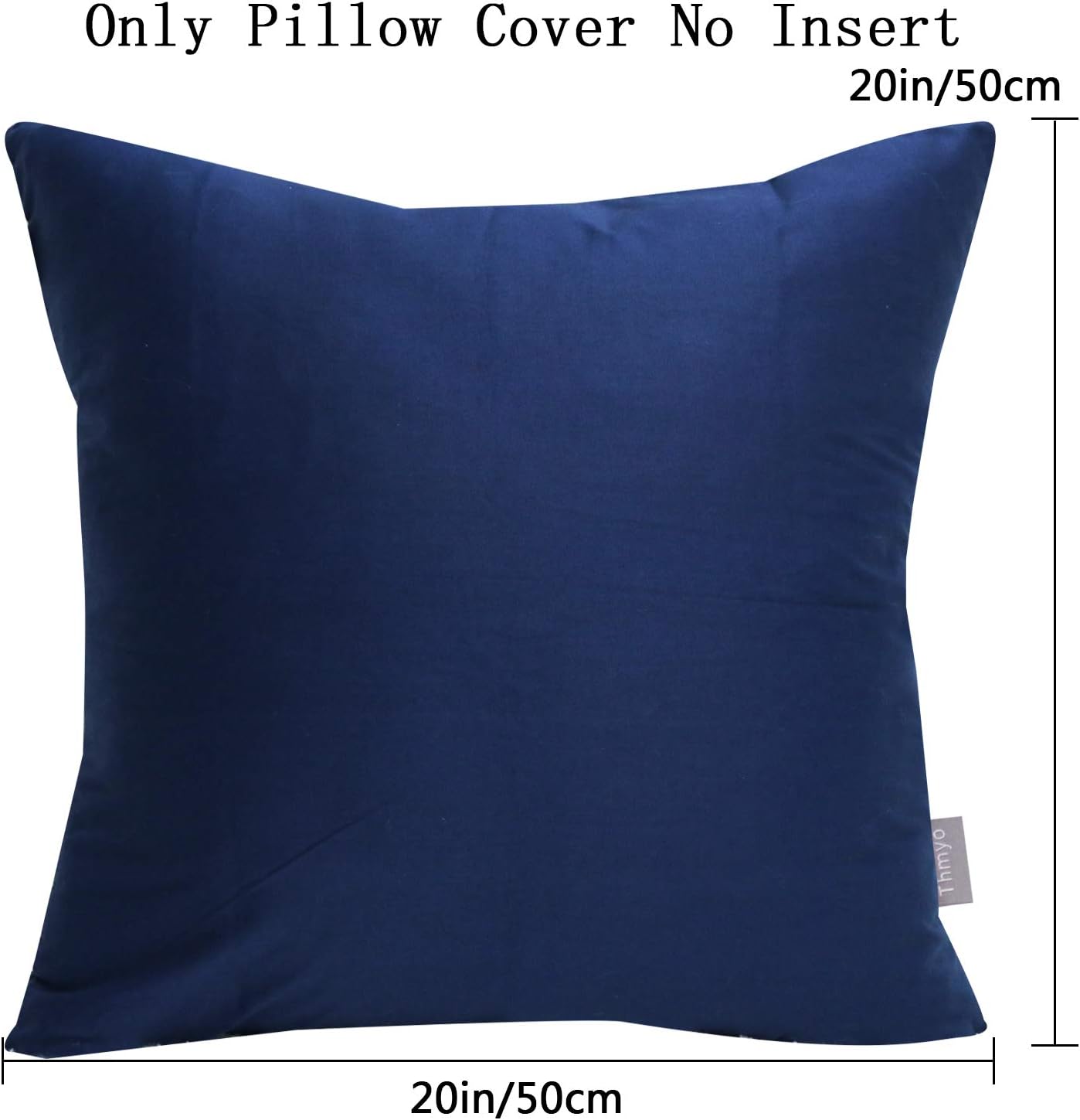 Thmyo 4-Pack 100% Cotton Comfortable Solid Decorative Throw Pillow Case Square Cushion Cover Pillowcase Sublimation Blank Pillow Covers Christmas DIY Throw Pillowcase(20x20inch/50x50cm,Midnight Blue)