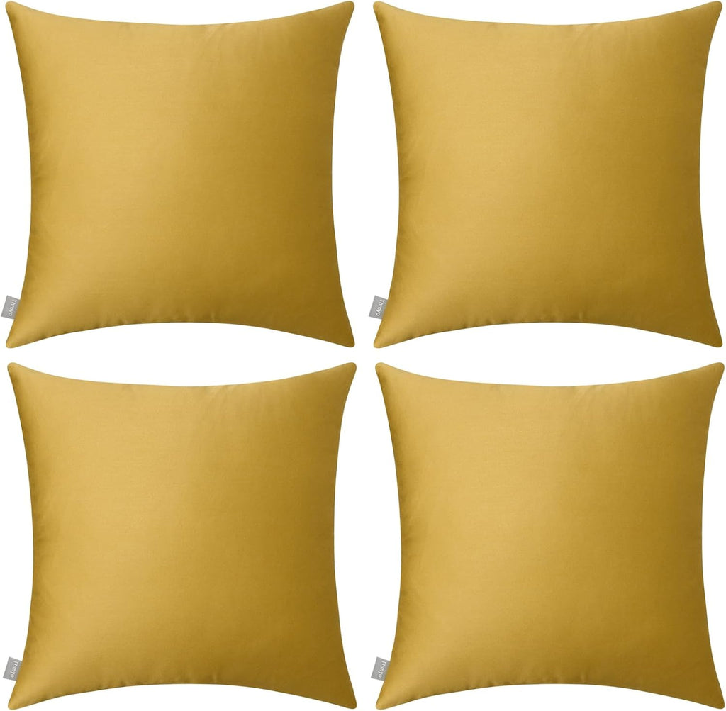 4-Pack 100% Cotton Comfortable Solid Decorative Throw Pillow Case,Thmyo Square Cushion Cover Pillowcase Sublimation Blank Pillow Covers DIY Throw Pillowcase(16x16 inch/ 40x40cm,Mustard Yellow)