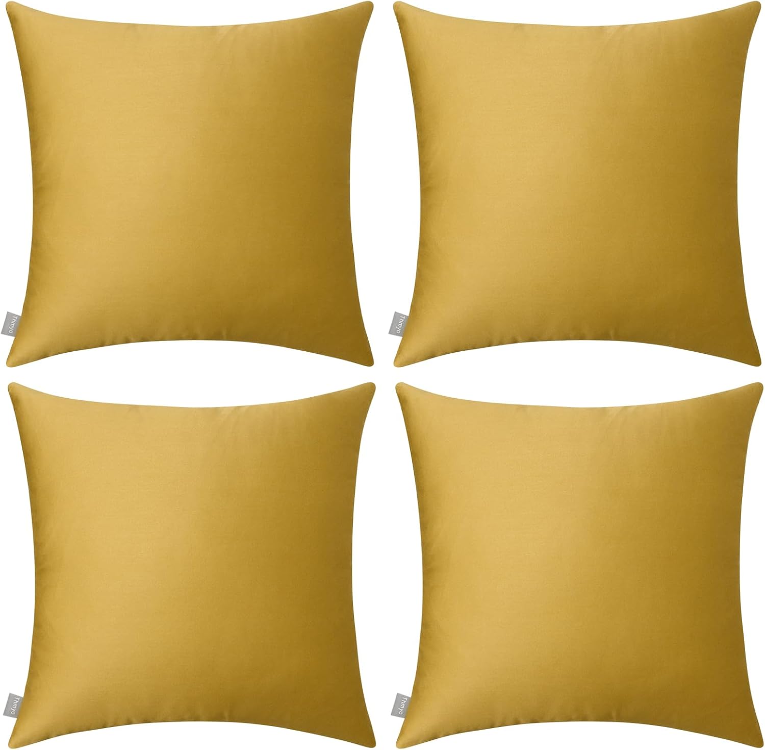 4-Pack 100% Cotton Comfortable Solid Decorative Throw Pillow Case,Thmyo Square Cushion Cover Pillowcase Sublimation Blank Pillow Covers DIY Throw Pillowcase(16x16 inch/ 40x40cm,Mustard Yellow)