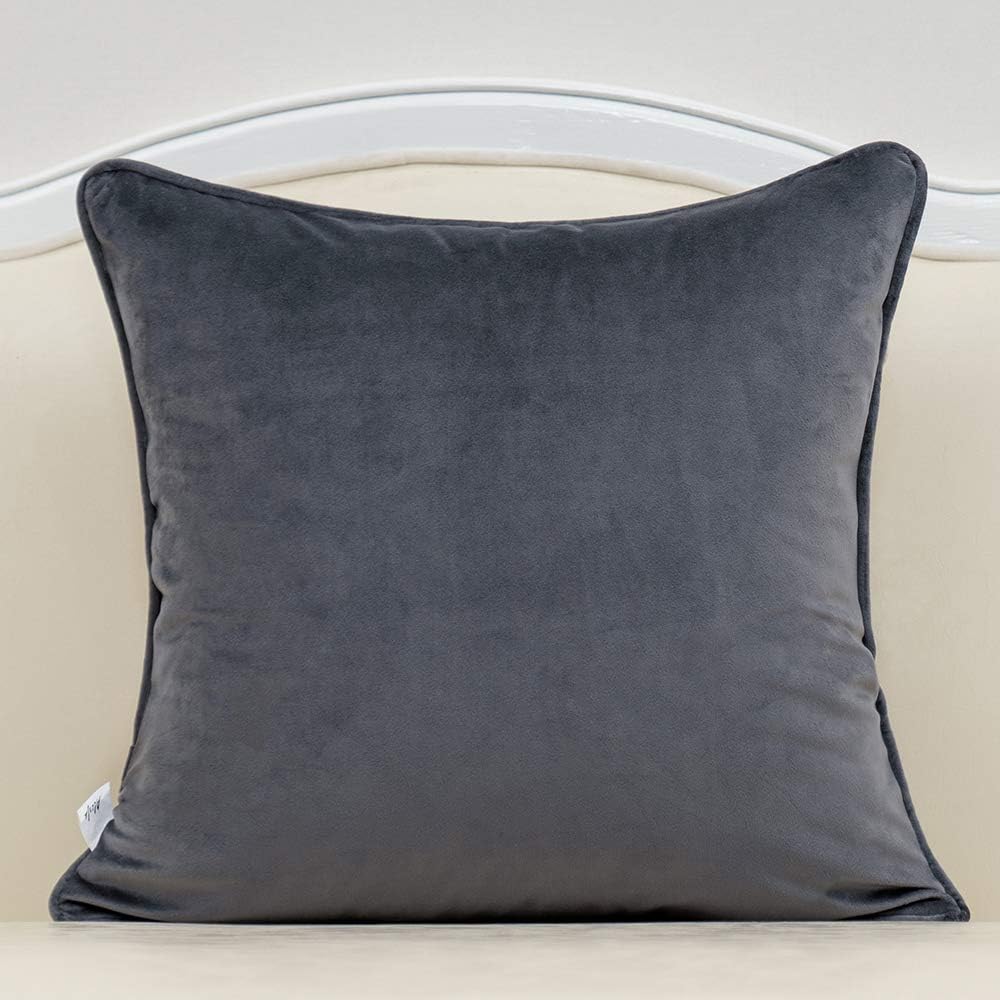 Alerfa 18 x 18 Inch Square Leaf Pillow Embroidery Cut Velvet Cushion Case Luxury Modern Lumbar Throw Pillow Cover Decorative Pillow for Couch Sofa Living Room Bedroom Car, Gray Silver