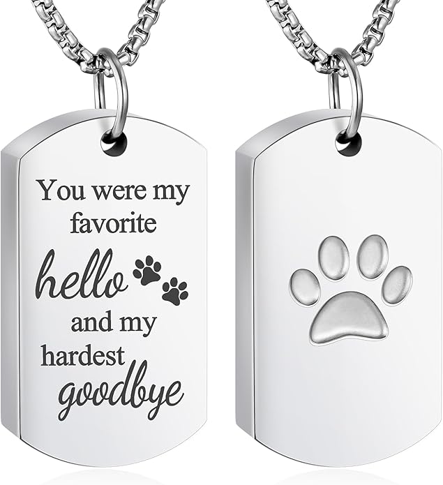 abooxiu Cremation Jewelry for Ashes Urn Necklace for Ashes Memorial Dog Ashes Necklace Cremation Necklace Pet Keepsake Necklace Pawprint Ashes Holde Necklace