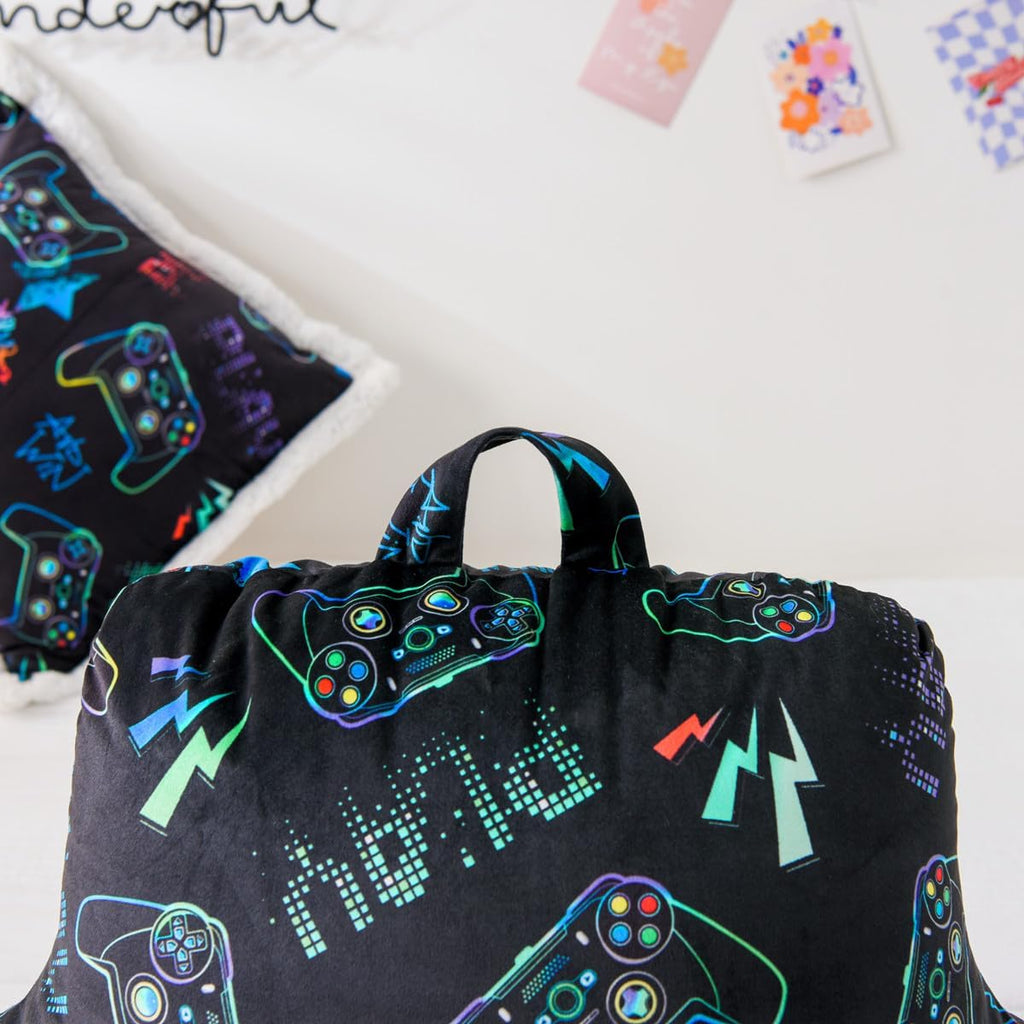 NTBED Video Game Controller Printed Reading Pillow Bed Wedge Backrest with Arms, Couch TV Relax Bed Rest Pillow Back Support Cushion for Kids Teens Boys Girls,Multi Game