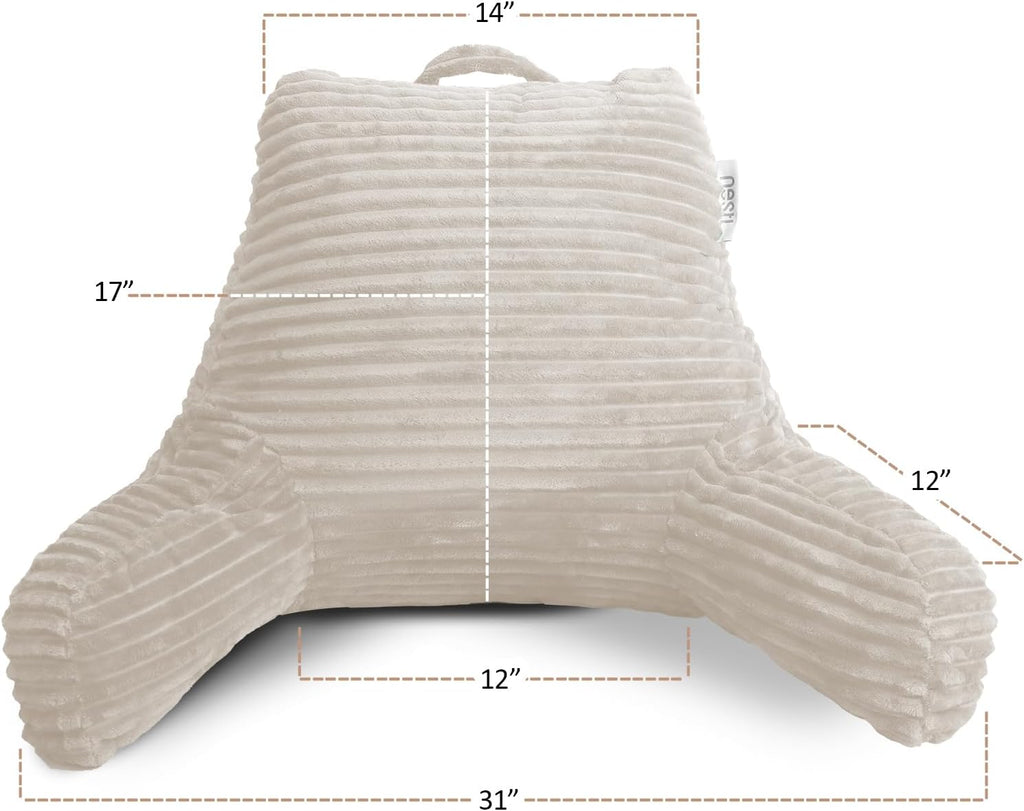 Hearth & Harbor Reading Pillow for Bed Adult – Back Pillow for Sitting in Bed, Standard Bed Pillows for Sitting Up in Bed, Foam Bed Chair Pillow, Linen Bed Rest Pillow