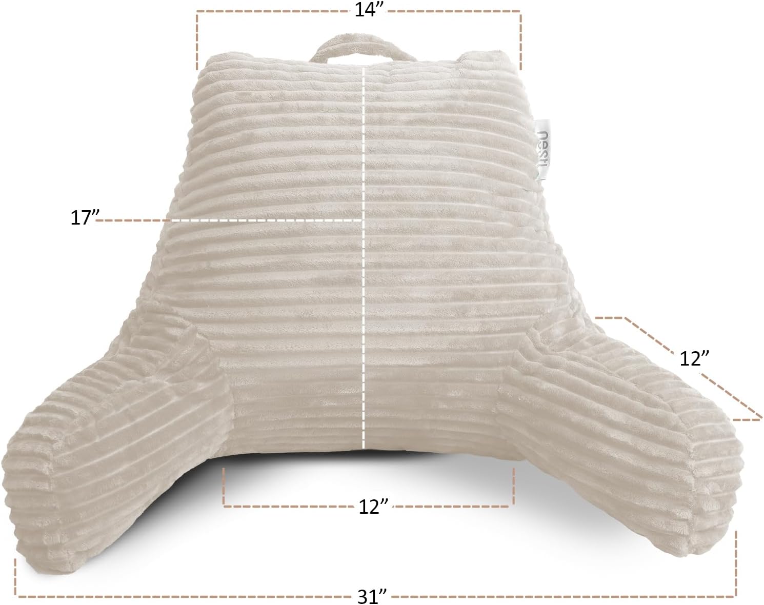 Hearth & Harbor Reading Pillow for Bed Adult – Back Pillow for Sitting in Bed, Standard Bed Pillows for Sitting Up in Bed, Foam Bed Chair Pillow, Linen Bed Rest Pillow