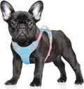 BARKBAY No Pull Dog Harness Large Reflective Dog Harness with Front Clip and Easy Control Handle for Walking Training Running with ID tag Pocket(Baby Blue & Baby Pink,S)