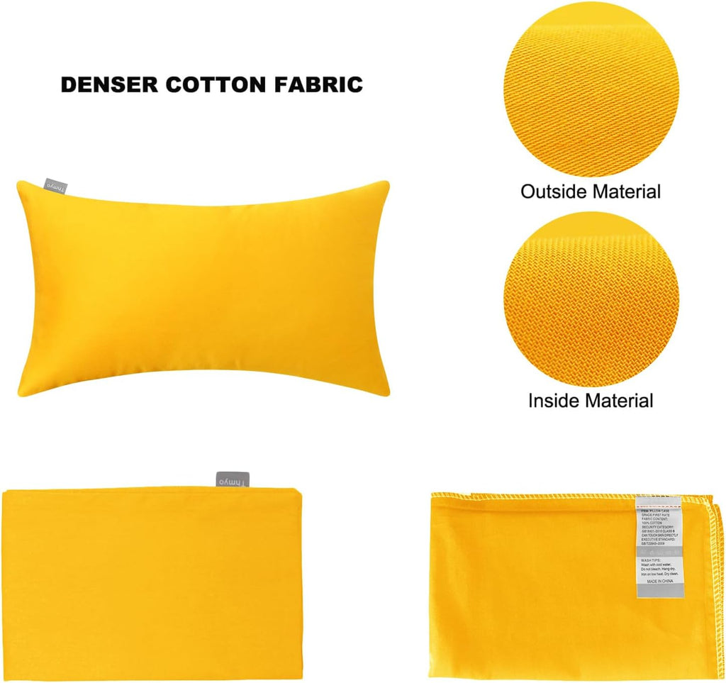 4-Pack 100% Cotton Lumbar Comfortable Solid Decorative Throw Pillow Case,Thmyo Rectangle Cushion Cover Pillowcase Sublimation Blank Pillow Covers DIY Throw Pillowcase(12x20inch/30x50cm, Yellow)