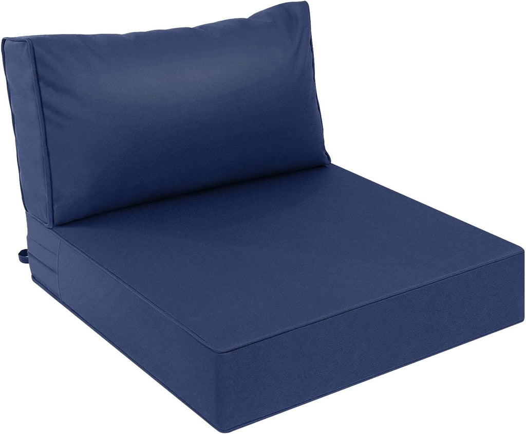 AAAAAcessories Outdoor Deep Seat Cushions, Waterproof, Fade-Resistant Patio Furniture Replacement Cushions, 25.5" x 25.5" x 5" + 25.5" x 13.5", Navy Blue